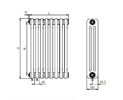 Стальной трубчатый радиатор RIFAR TUBOG TUB 3037-12-DV1