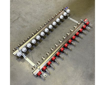 Колл.группа 1" х 13 вых 3/4" с расходомерами и термостатическими вентилями
